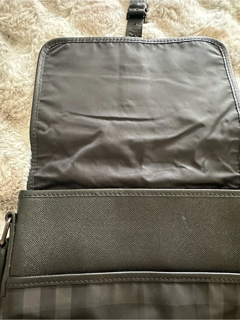 Burberry Black and Gray Check Cross Body Bag for Men
